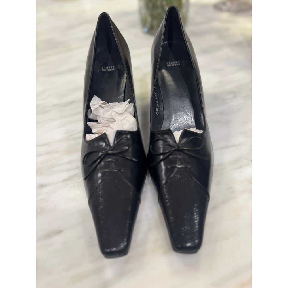 NWOT Stuart Weitzman black calf and lizard high heel 12N